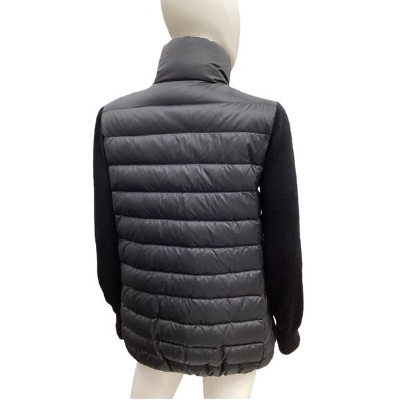 Moncler Jacket Women’s Size XS Quilted Down &Wool Cardigan Sleeves Zipper Black - Picture 4 of 7